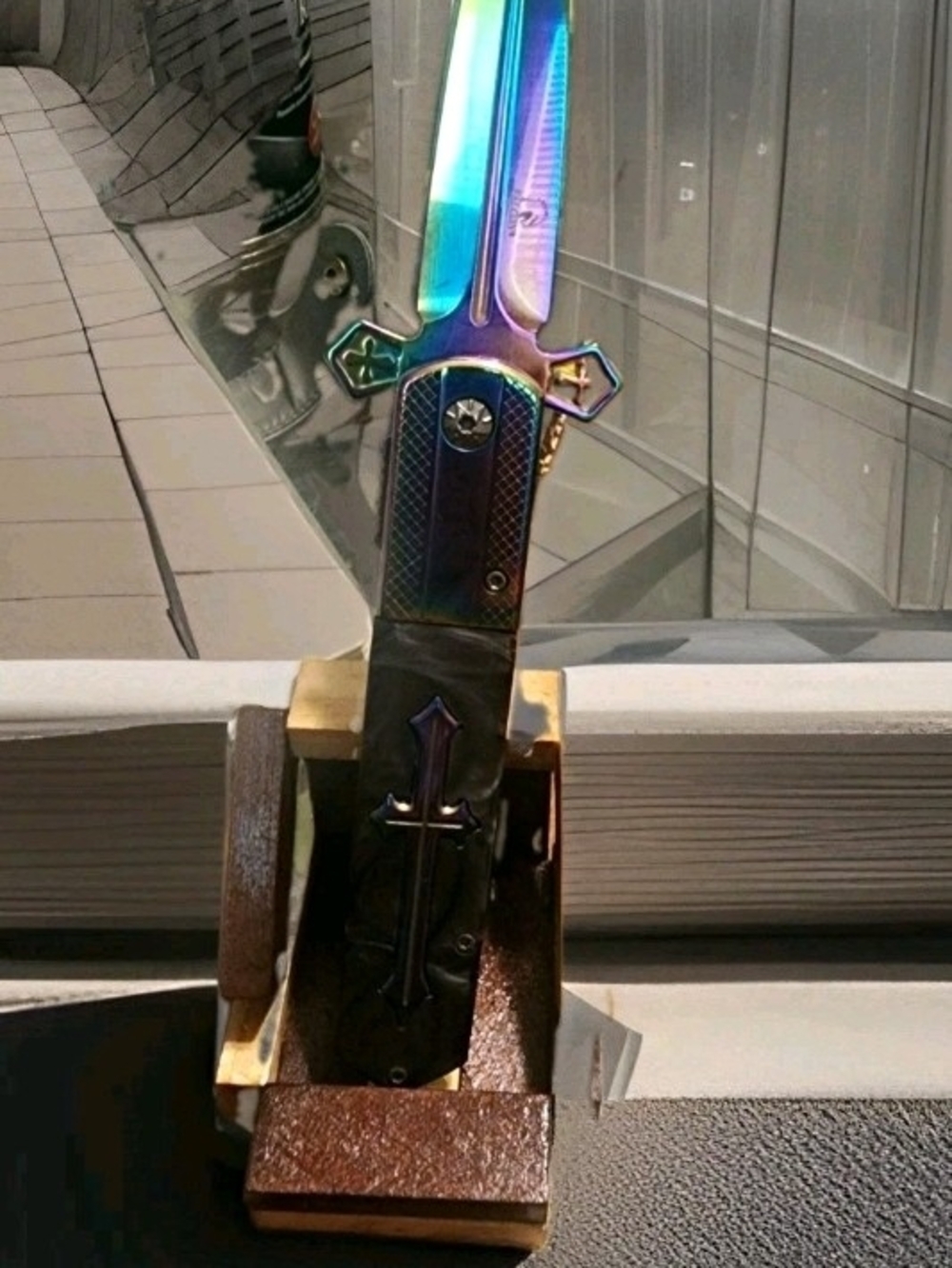 Rainbow Multicolor/Black Folding Pocketknife, Drop Point Plain, Clip